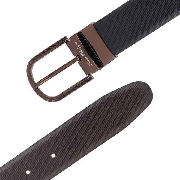 Louis Philippe Reversible Leather Belt for Men (Black/Brown)